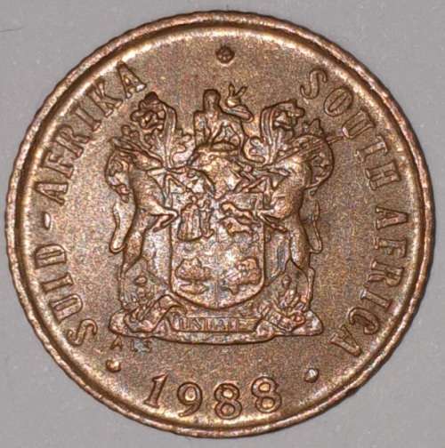 1988 - 1 CENT COIN (ONE CENT COIN) - RSA - BRONZE - KM#82 - BILINGUAL LEGEND - SPARROWS